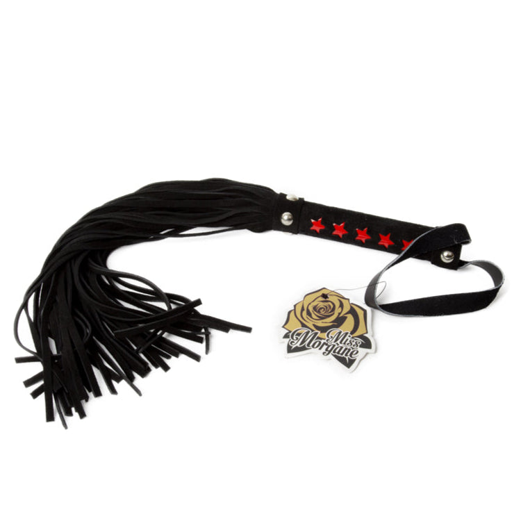 Miss Morgane - Medium Black Suede  Whip w/ Red Stars
